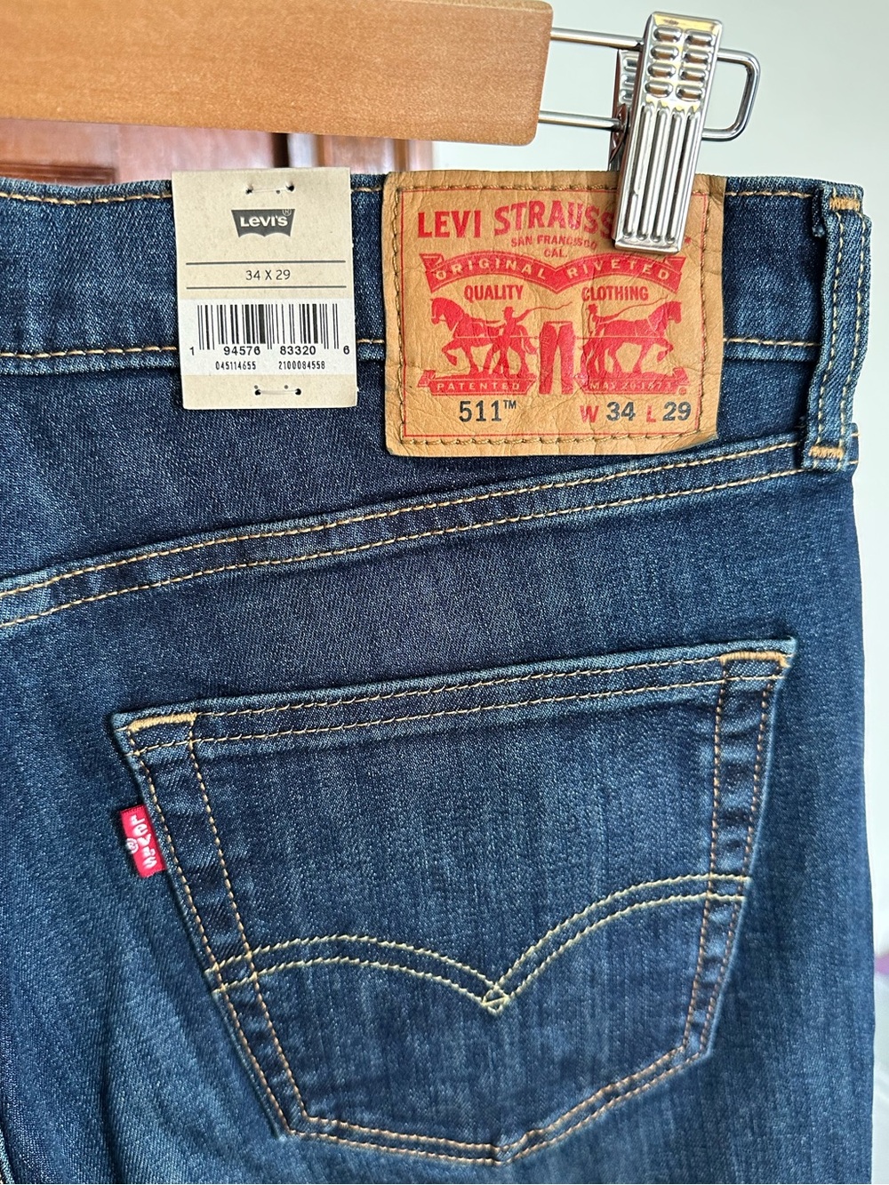 New Levi's 511 Slim Fit Jeans "Haley's Comet" Dark Wash Sz W34 L29 Flex Stretch - Picture 4 of 10